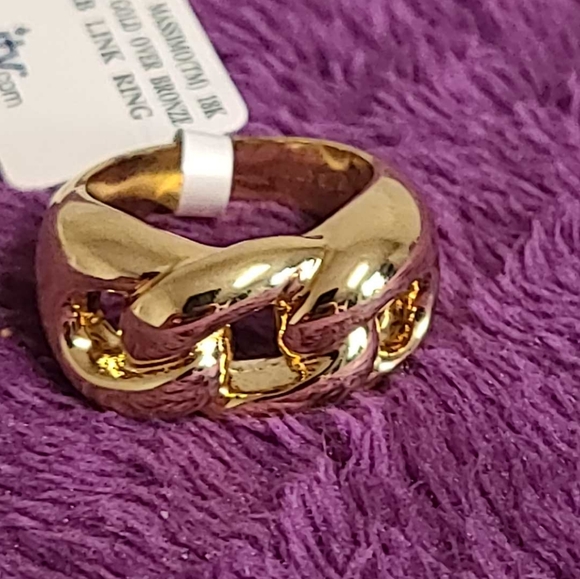 RARE Moda Al Massimo 18k Gold Over Bronze Curb Link Ring, Size 8 - Picture 5 of 7